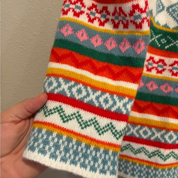 Colorful Fair Isle Nordic Sweater Cozy Winter Ski Lodge Knit Boden Style L - Picture 2 of 7